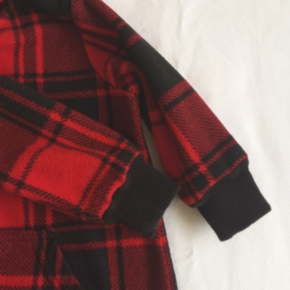 george red plaid fleece zipper jumpsuit with hood 3-6 months baby unisex - Picture 7 of 7